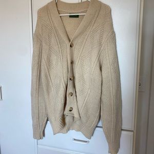 Tan/beige button down wool cardigan